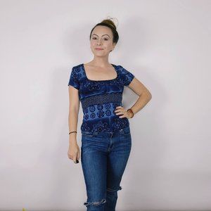 Vintage PS 90'S Y2K Cap Sleeve Blouse